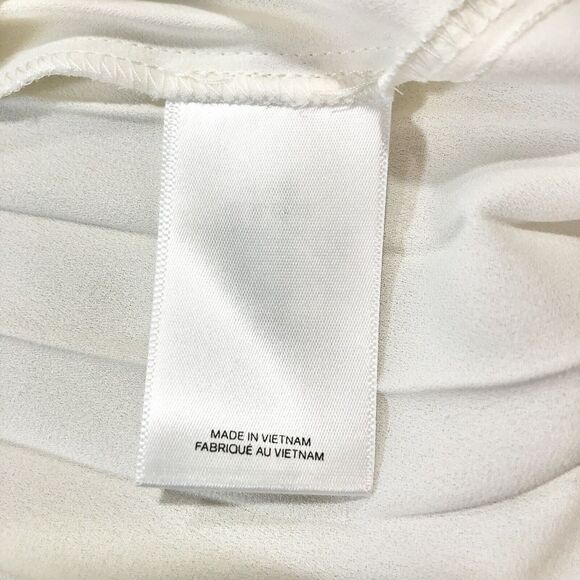 NWT Express Womens Sz S Ivory Floral Pleated Blouse Long Sheer Lace Sleeve - Picture 5 of 9